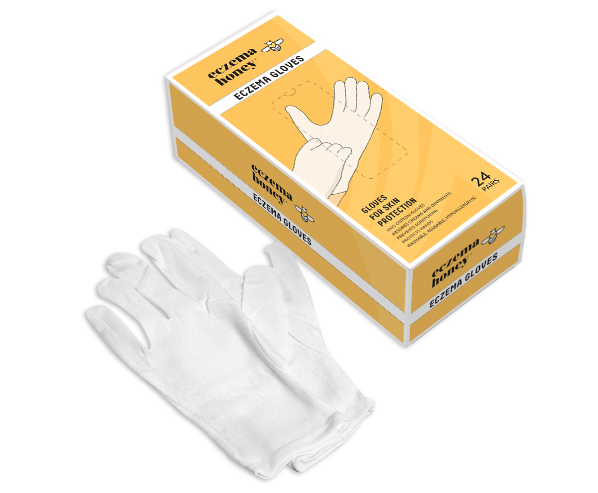 Eczema Honey Premium 100 % Cotton Gloves - Washable & Reusable Overnight Dry Hands Treatment - White Cotton Gloves for Eczema (24 Pairs)