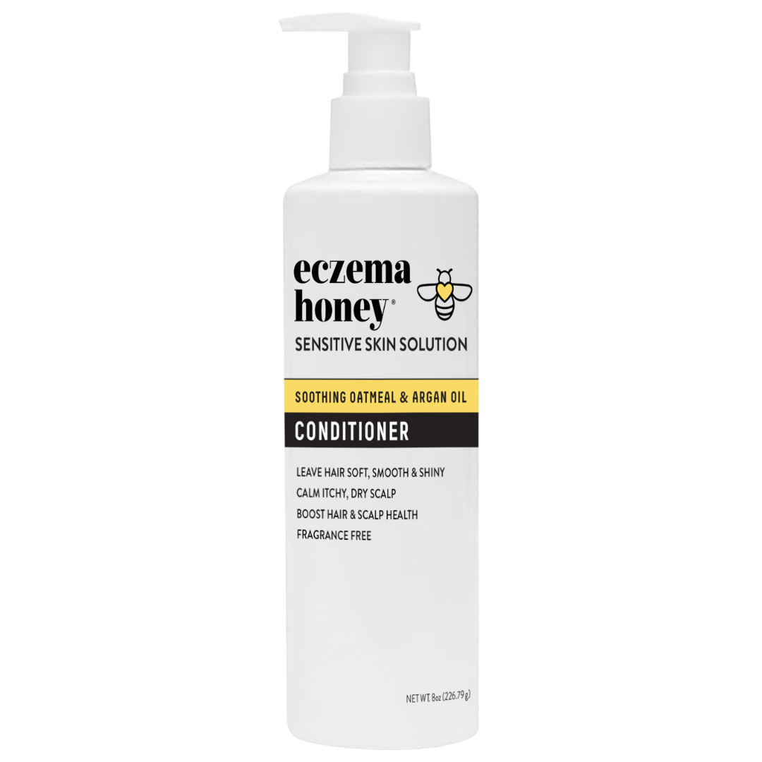 Bottle of Eczema Honey Oatmeal and Argan Oil Conditioner.